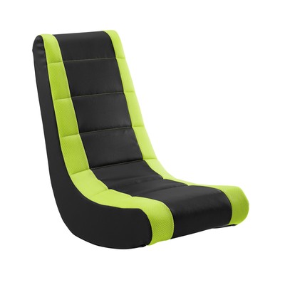 Upholstered Faux Leather Video Rocker Gaming Chair Multi Platform Black Green Ebay