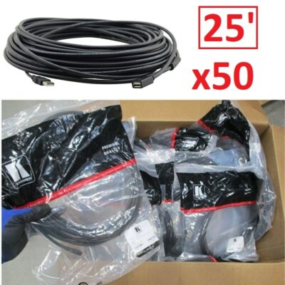 50 Pcs  Kramer CA-UAM/UAF-25USB 2.0 A (M) to A(F) Active Extender Cable 25ft.