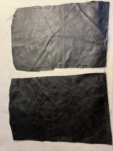 Stoffreste alt-rose Velour, Tüllstreifen Pink und schwarz, Kunstleder schwarz, . - Bild 4 von 5