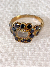 FINE EARLY ANTIQUE ENGLISH GEORGIAN 4g 14K GOLD WEAVED HAIR MOURNING RING