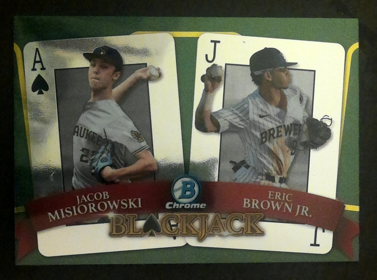 2022 Bowman Chrome Blackjack Jacob Misiorowski Eric Brown Jr. RC #BJ-4 Brewers