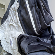 John Lewis & Partners Pair Lined Velvet Pencil Pleat Curtains, Steel.