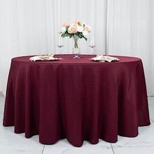 BURGUNDY 120" Premium ROUND POLYESTER TABLECLOTH Wedding Party Tabletop Dinner