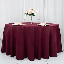 BURGUNDY 120" Premium ROUND POLYESTER TABLECLOTH Wedding Party Tabletop Dinner