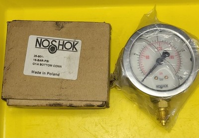 Noshok 25-901-16-bar/psi-G1/4 Pressure Gauge, 16 bar/psi, Glycerin Filled