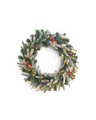 Pre-Lit LED Weihnachtskranz mit künstlichen Beeren und Tannenzapfen