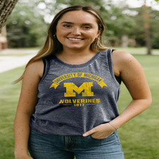 Blue 84 Michigan Wolverines Ncaa Officially Licensed Womens Tank Top Burnout