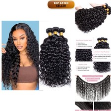 menalue Water Wave 3 Bundles Brazilian Virgin Hair Natural Black 12 14 16 Inch