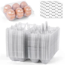 Clear Egg Cartons Bulk Half Dozen 6 Count Empty Egg Carton Storage Containers...