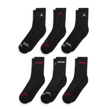 Jordan Big Kids' Legend Crew Socks 6 Pairs Youth 5Y-7Y Black Red White