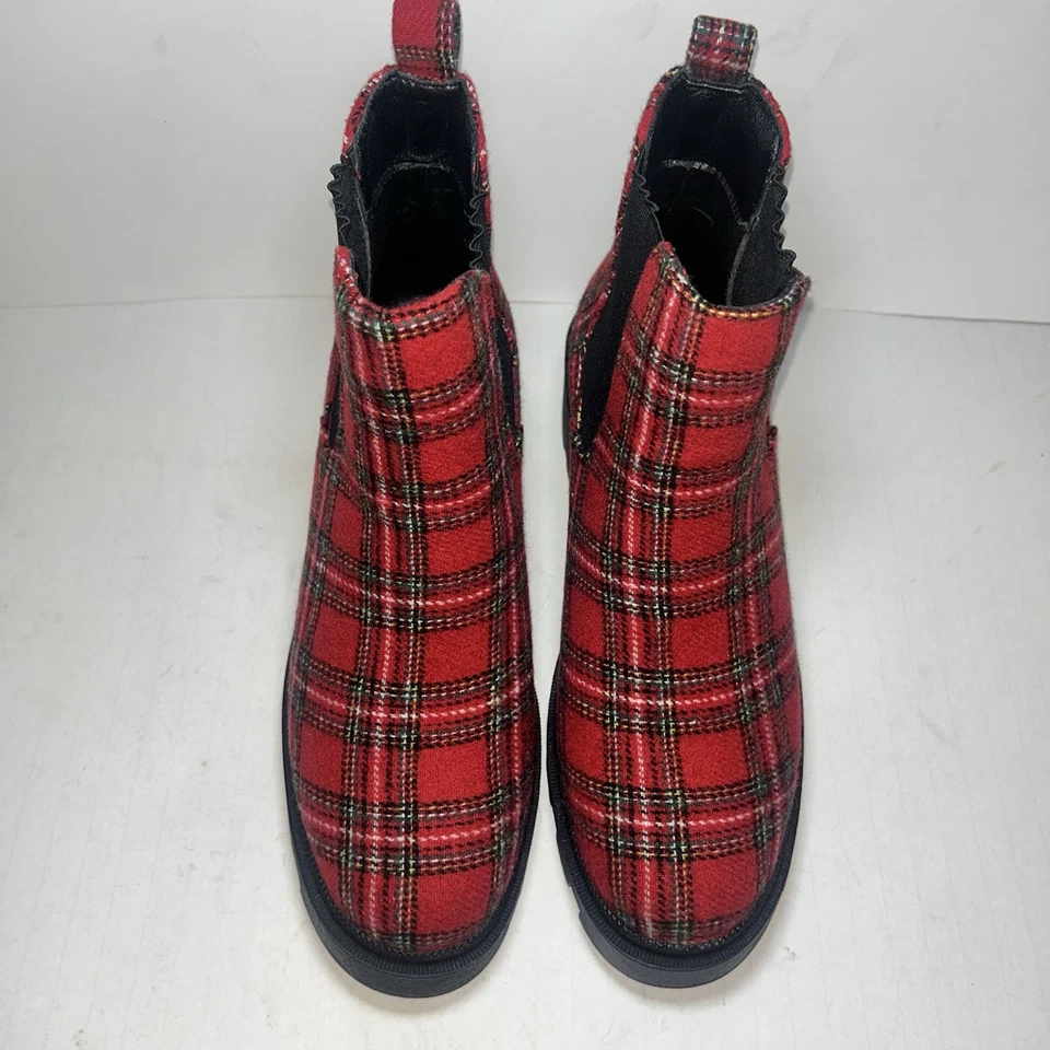 Botines Sugar Favorite a Cuadros Rojo Tartán 8M Vacaciones Navidad Invierno Acogedores Foto 2 de 4
