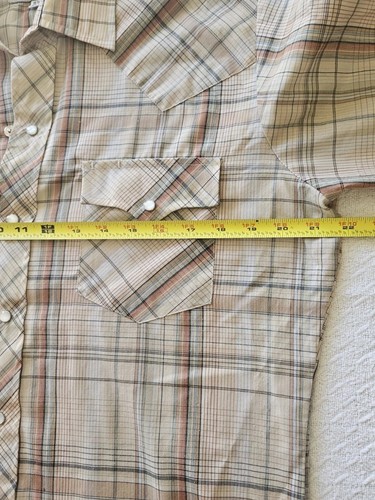 Vintage Shirt Men Large 15.5 Brown Plaid Pearl Snap Adult ATB Authentic Western - Picture 6 of 9