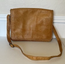 100% Tan Leather Small Messenger Bag, CHAOS B...
