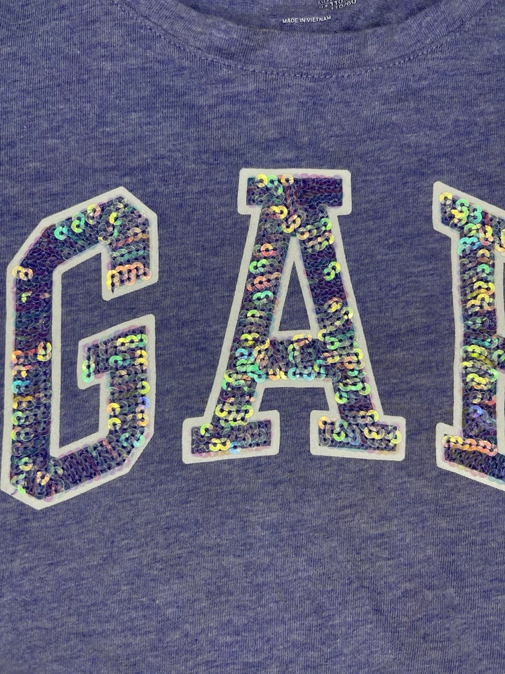 Camiseta Gap Niñas Pequeñas Talla 4-5 Años Antiguo Diseño Lentejuelas Púrpura Foto 4 de 4