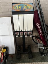 Vintage 4-Column Sticker/Tattoo Vending Machine w/ Stand