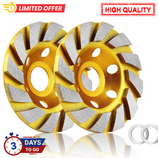 2pc 4" Diamond Grinding Cup Wheel 12 Segments Turbo Concrete Stone Marble Cerami