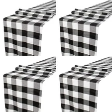 4 Packs Checkered Table Runners 72 Inches Long Black and White Table Runner C...
