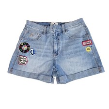 Jordache Vintage Jamie Patched Denim Jean Shorts Cuffed Size 30 W Boho Hippie