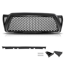 New Glossy Black Front Grille Compatible with Toyo-ta Tacoma 2005 Gloss Black
