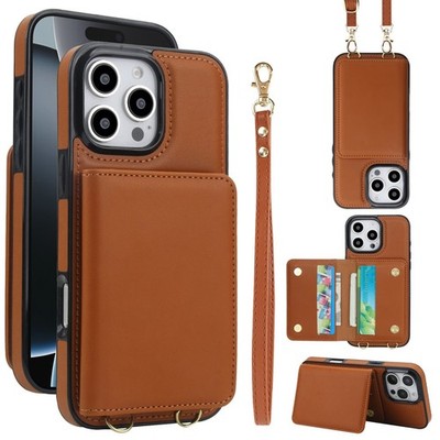 For Apple iPhone 17 Pro Max 16 15 14 13 12 11 Phone Cover Leather Wallet Lanyard