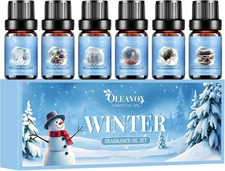 Winter Essential Oils Set, 6 Premium Holiday Fragrance Oil for Diffuser, Candle 