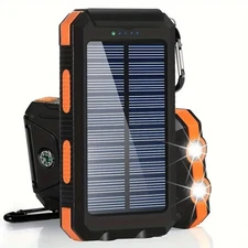 Solar Waterproof Power Bank, Outdoor Portable Phone Charger External Battery Bac