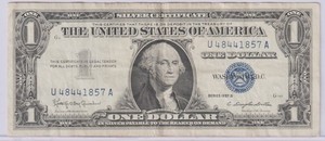 1957 Silver Certificate US Dollar Bill Blue Seal Note Rare FANCY SERIAL NUMBER🔥