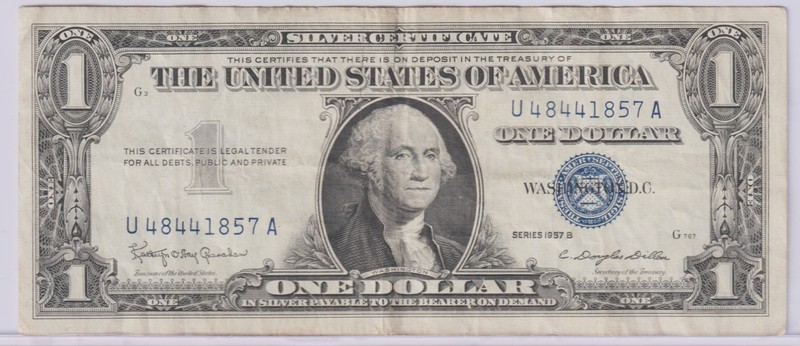1957 Silver Certificate US Dollar Bill Blue Seal Note Rare FANCY SERIAL NUMBER🔥