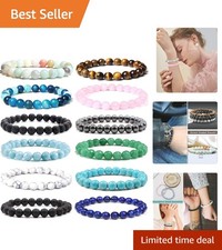 Multicolor 12-Piece Gemstone Beaded Bracelet Set - Perfect for Any Occasion
