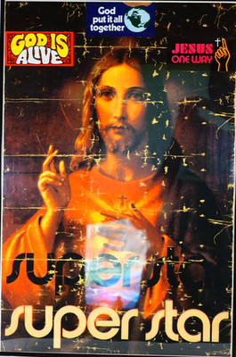 1971 Jesus Christ Super Star Black Light Poster Stickers 23x35