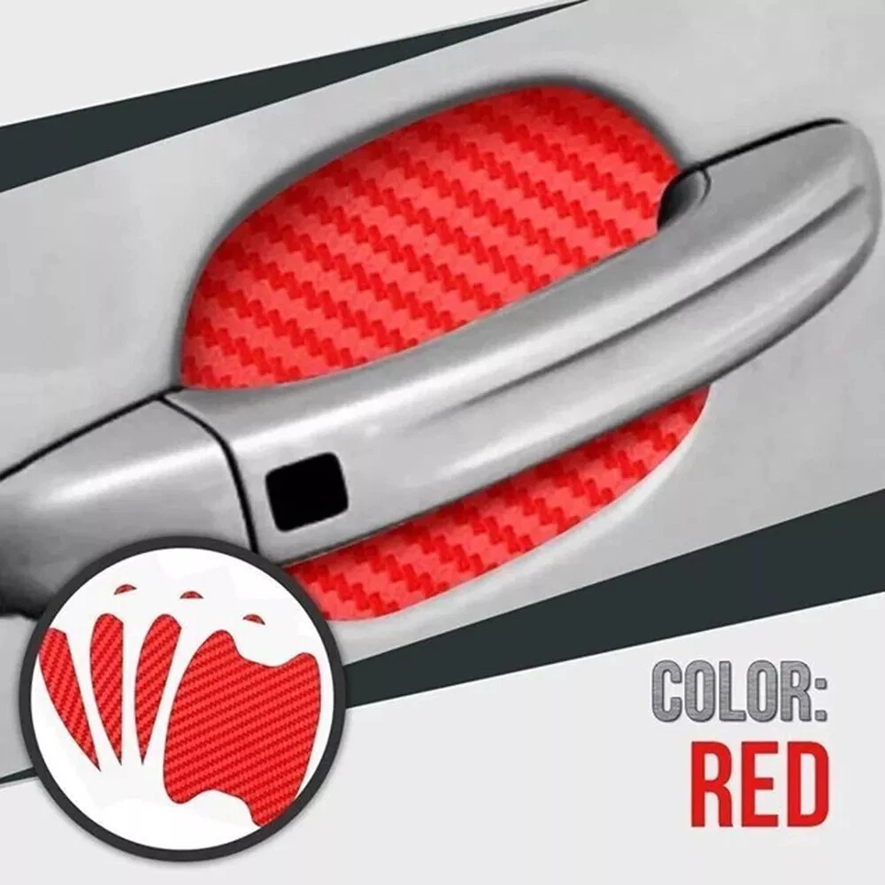 Red Carbon Fiber Car Door Handle Protector Film Anti Scratch Sticker 4PCs Set - product detail image 12