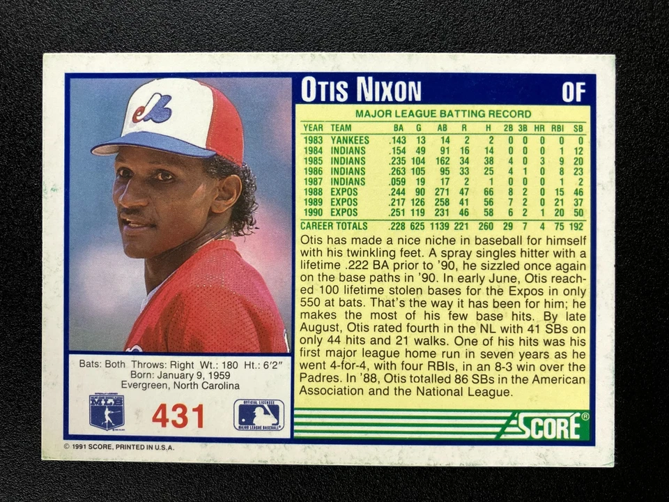 Otis Nixon 1991 Score Expos In Person IP TTM Signed Auto Autograph - Image 2 of 2