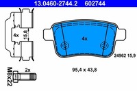 Bremsbelagsatz Scheibenbremse ATE 13.0460-2744.2 FüR Mercedes Renault Kangoo BE