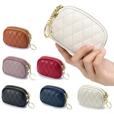Women Leather Coin Purse with Key Chain -Small Change Purse Keychain Card Holder