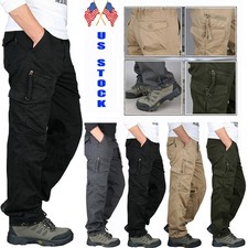 Mens Relaxed Fit Cargo Pants Straight Leg Casual Work Everyday Essential Comfort
