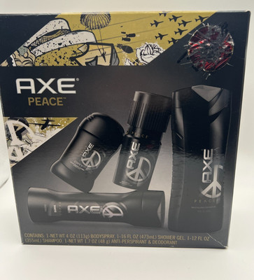 Axe Peace Set Shower Gel Body Spray Shampoo Deodorant New NIB 4 pcs set