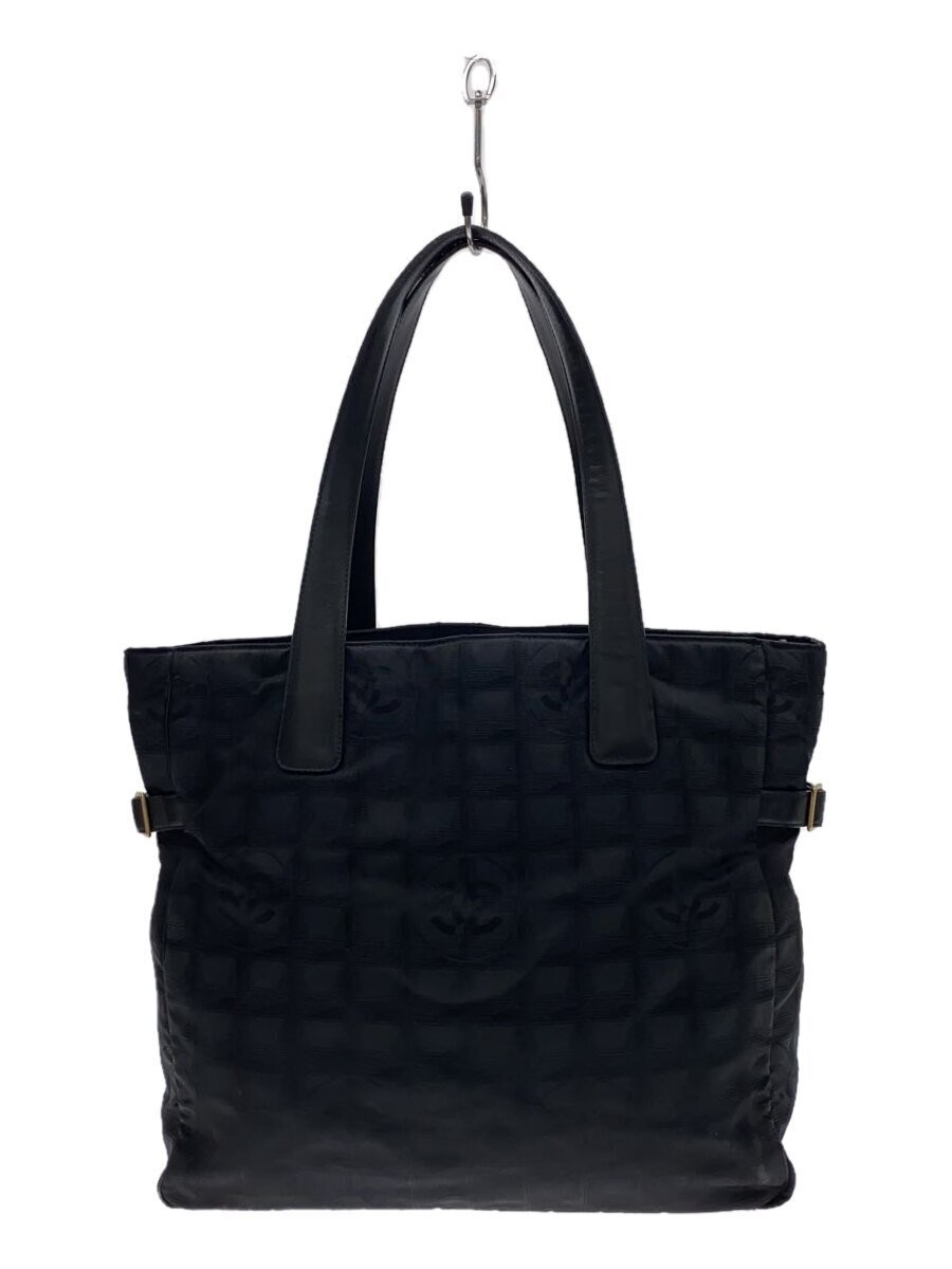 CHANEL Neutral Travel Line GM Nylon & Leather Tote Bag Black with Side Scratches