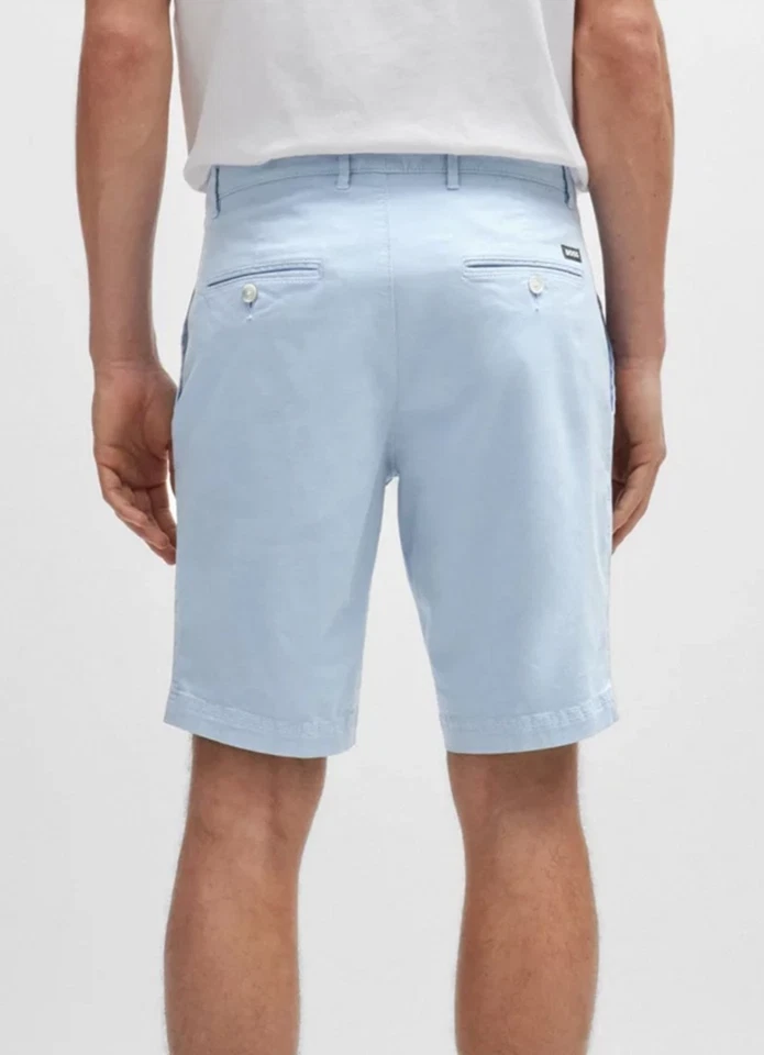Hugo Boss Men's SZ 40R Slice-Short Light Blue Slim Fit Flat Front 8in Shorts - Image 3 of 4