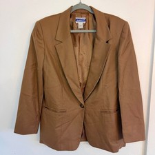 Vintage Pendleton Tan Wool Blazer Women's 10 90s Tailored Academic Preppy Jacket