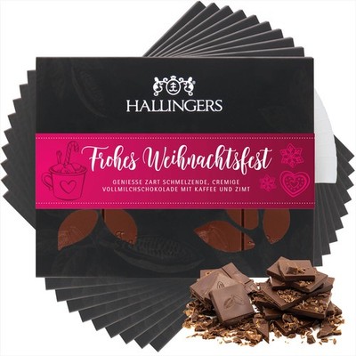 Schokolade Weihnachts-Geschenk ohne Alkohol 10x ''Frohes Wei...'' Hallingers DE