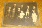 Antique Large Family with Children & Baby Black & White Photo 6 1/2