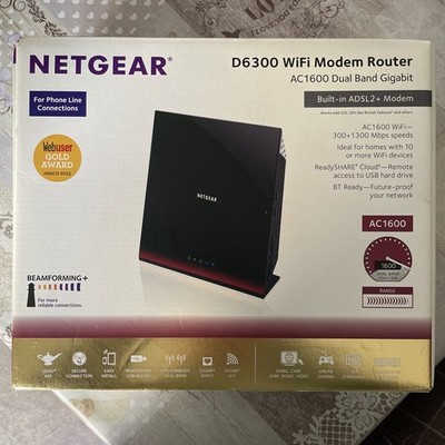 Netgear D6300-100UKS ADSL2+ WLAN Modem Router (für BT-Verbindung)