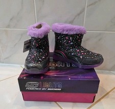 Skechers Toddler Girls S Light Illumi Bright Light Up Winter Boots Lavender 10
