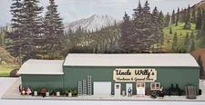 NEW BUILT HO TRAIN BOOK STORE WITH HARDWARE AND GENERAL STORE COMBINED LIGHTED