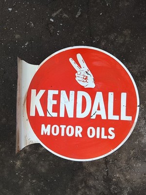 PORCELAIN KENDALL ENAMEL SIGN 18X18 INCHES DOUBLE SIDED WITH FLANGE