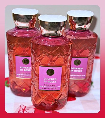 Gel de ducha Bath & Body Works cubierto de rosas 10 oz gel de baño corporal con aloe B5 x3 - Imagen 2 de 4
