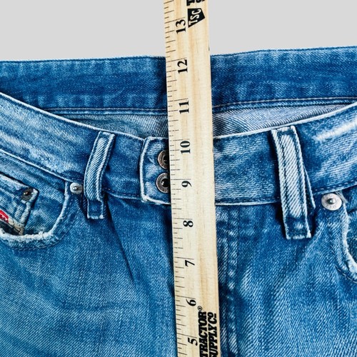 Diesel Jeans Herren 33 blau distressed verwaschen gerades Bein Knopfleiste Made in Italy - Bild 6 von 16