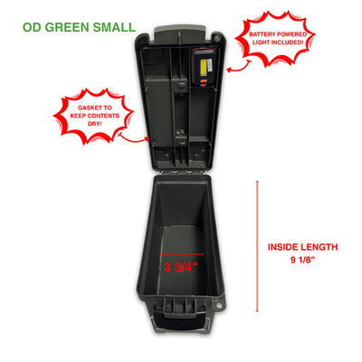 Illuminated Waterproof Dry Box OD Green Ammo Storage Case w/ Light 11.4''x5.1''x7.