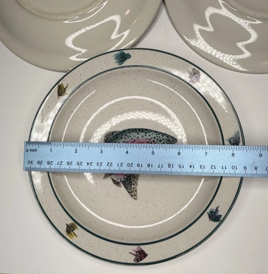 “Rainbow Trout” de Scotty Z – Juego de 3 platos de ensalada – 81/2′′ – Tema de pesca con mosca Foto 4 de 4