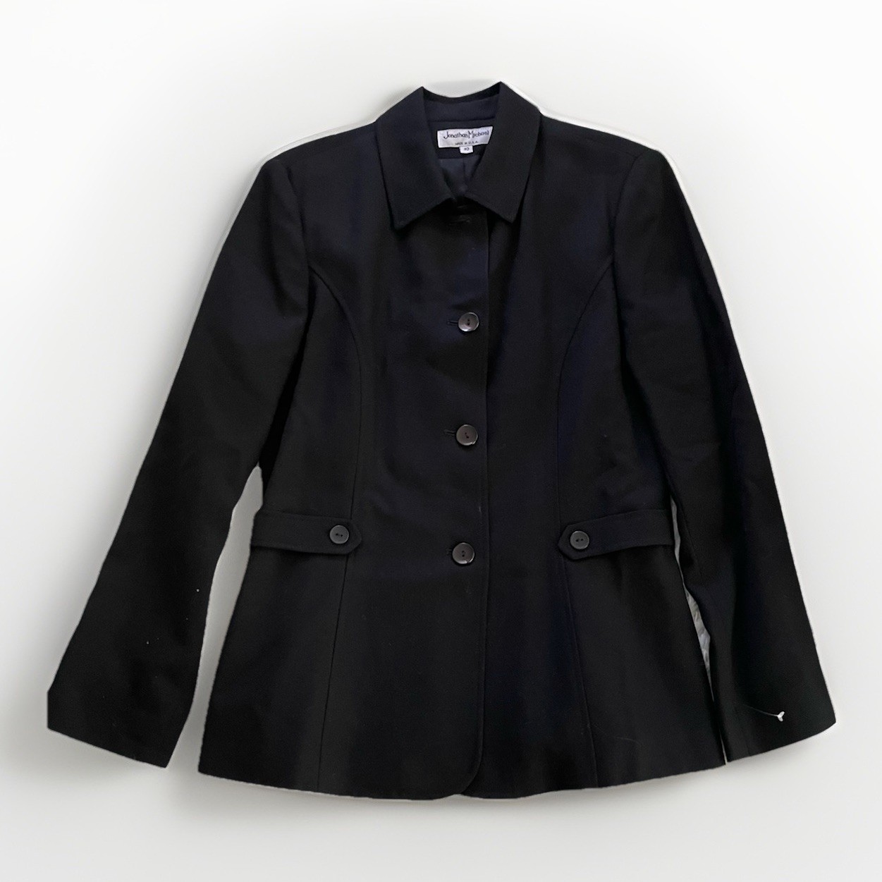 Jonathan Michael Black Button Front Lined Wool Bl… - image 1